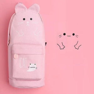 Kawaii Rabbit Cat Canvas Pencil Bag MK14923 - KawaiiMoriStore