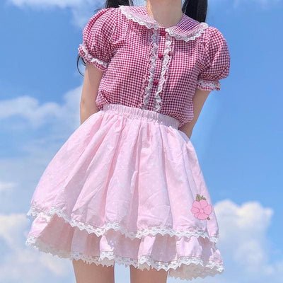 Plaid Kawaii Candy Girl Lolita Plaid Shirt - kawaii lolita 