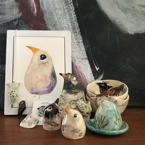 vignette of illustration and ceramic sculptures by Isabel Lopes artist