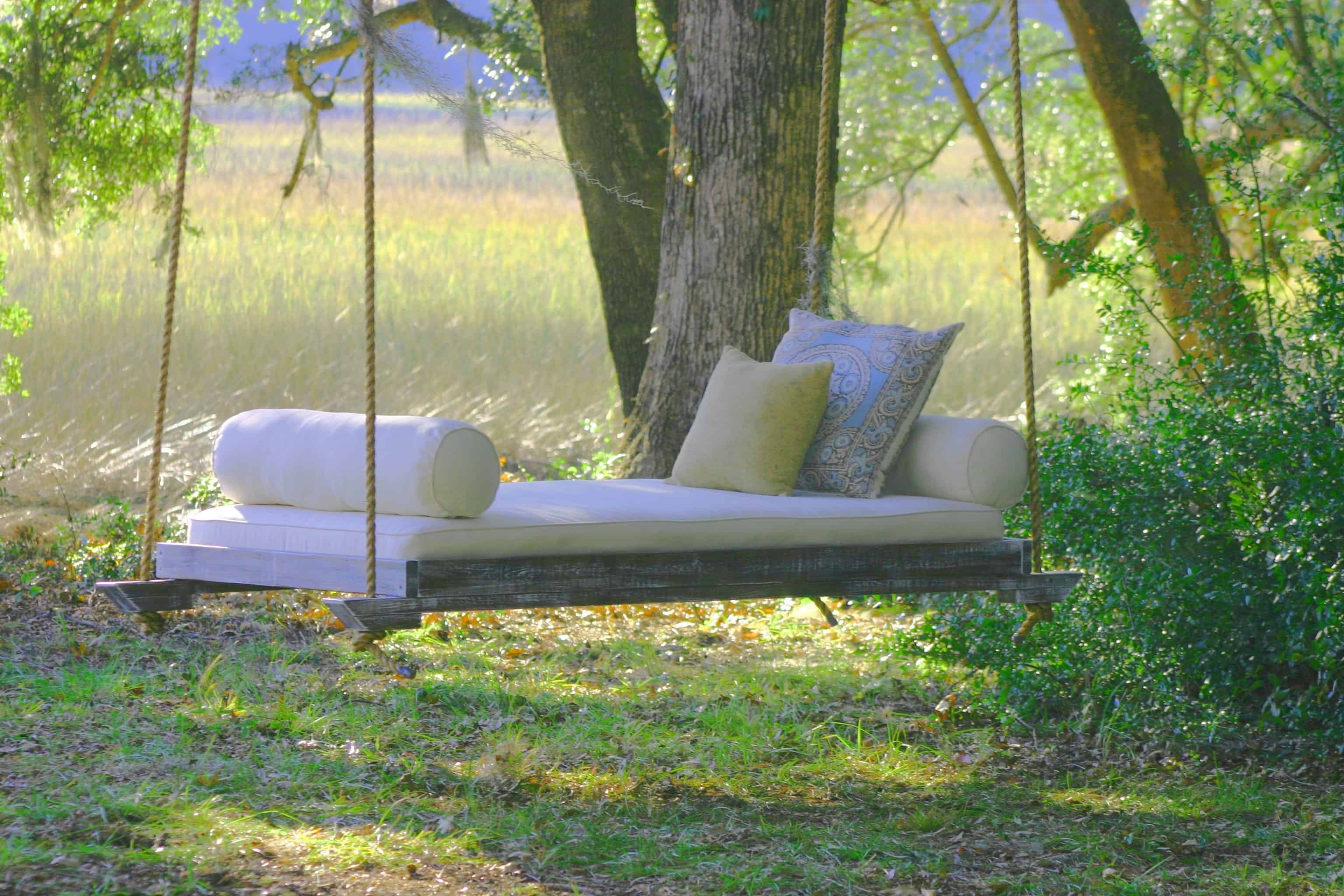 Mercedes Platform Bed Swing in Weathered Wood, Porch Swing