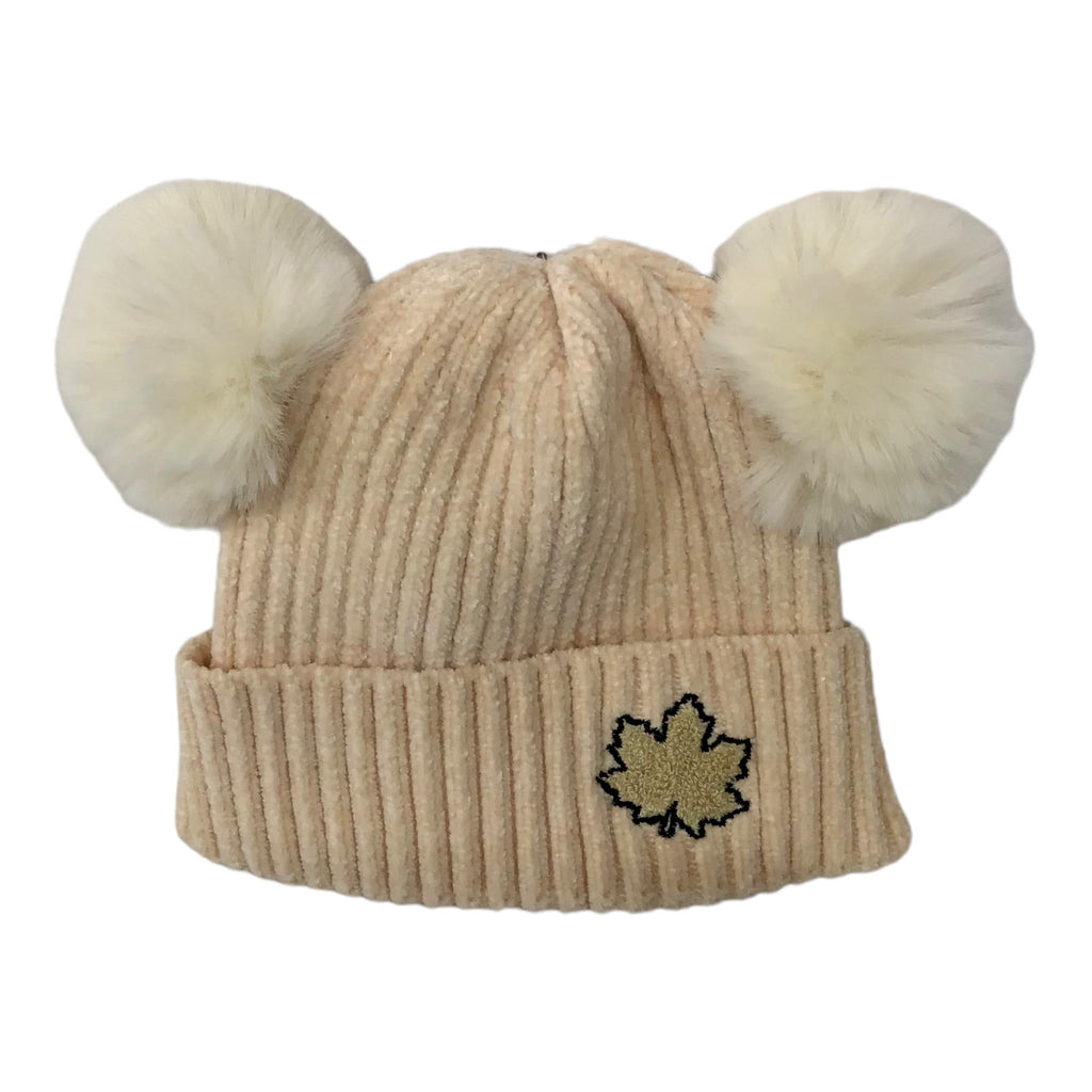 POLAR BEAR HEAD HAT W/ POMPOM - KIDS YOUTH WINTER BEANIE MAPLE