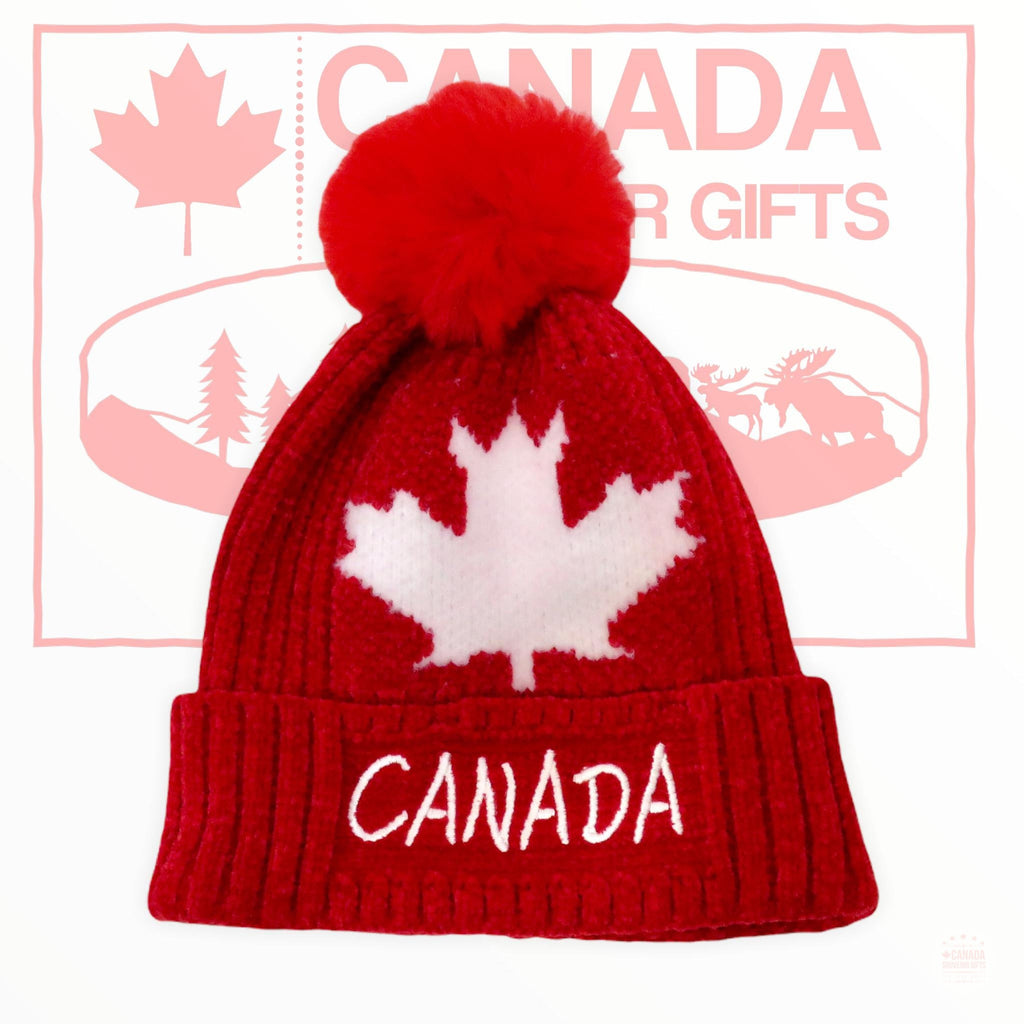 Super Soft Canada Winter Scarf and Toque - Red with Canada Maple Leaf