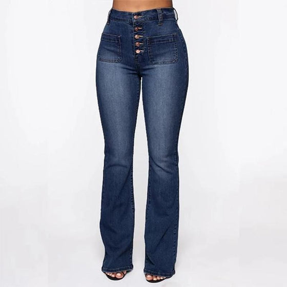 Washed jeans with a high-waisted boot