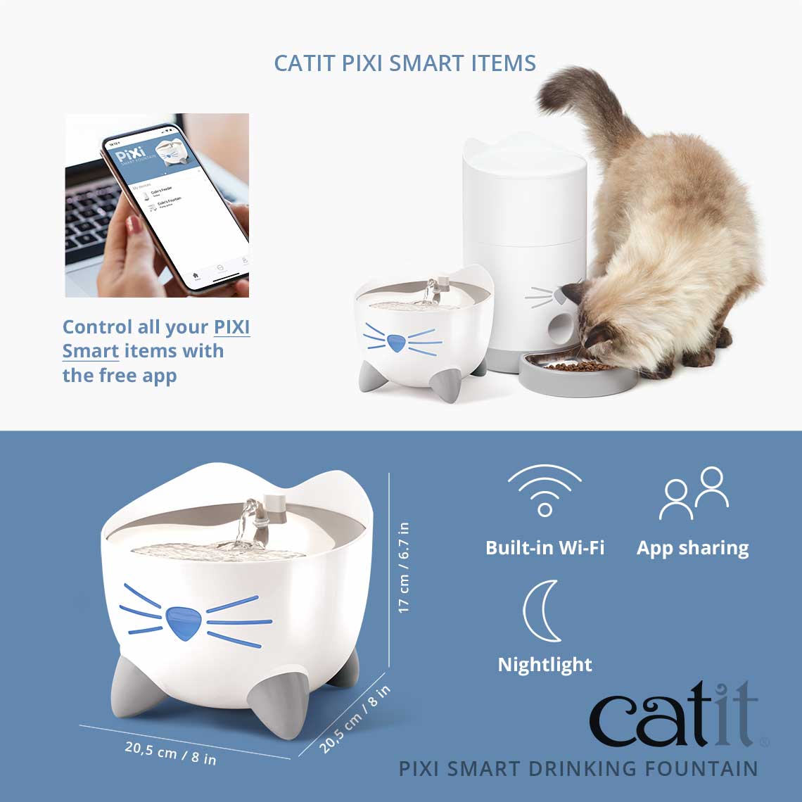 Catit PIXI Smart Drinking Fountain with UV-C Steriliser 2L