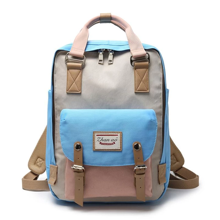 women canvas casual patchwork backpack