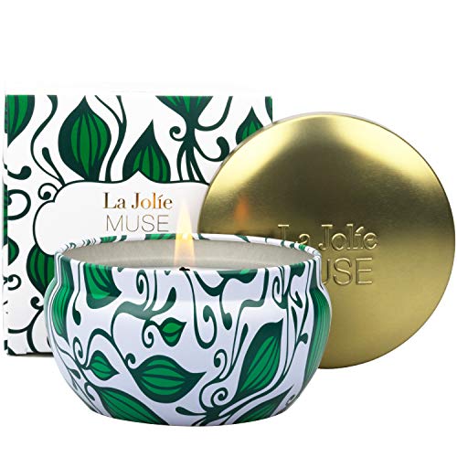 La Jolie Muse Scented Candles Vanilla Coconut Candle Soy Wax, Gold Travel Tin