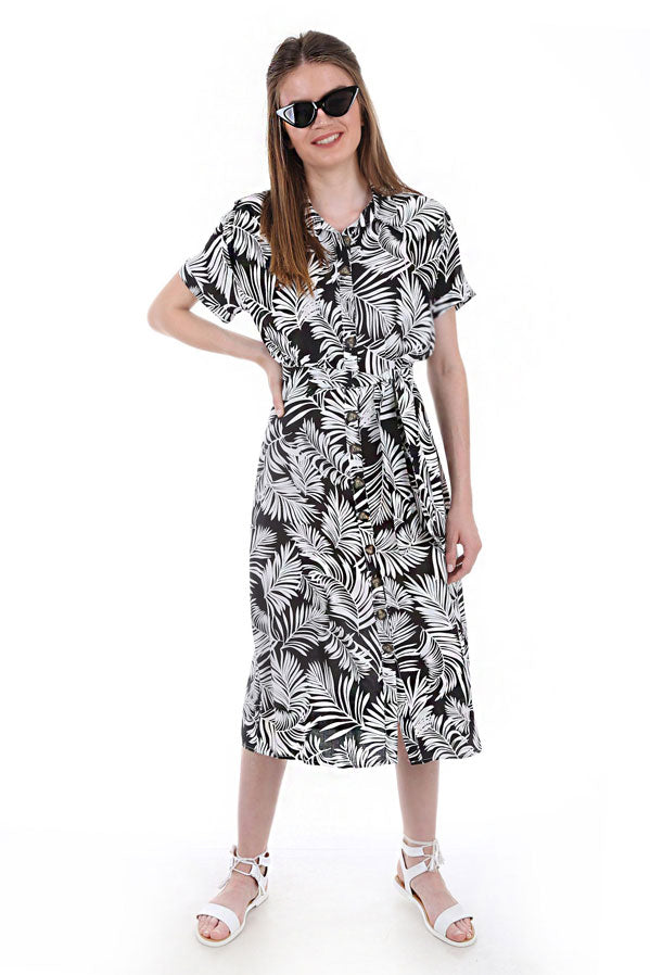 Image of Women's Button Front Short Sleeves Dress