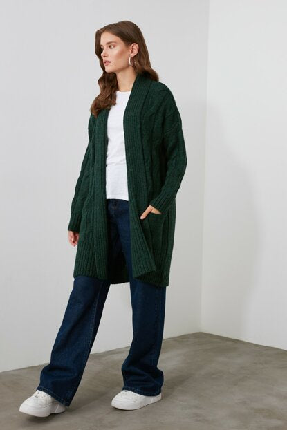 Image of Women's Green Tricot Cardigan