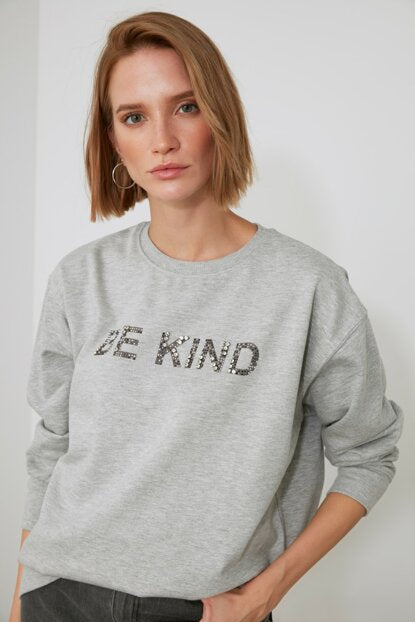 Image of Women's Embroidered Grey Sweatshirt