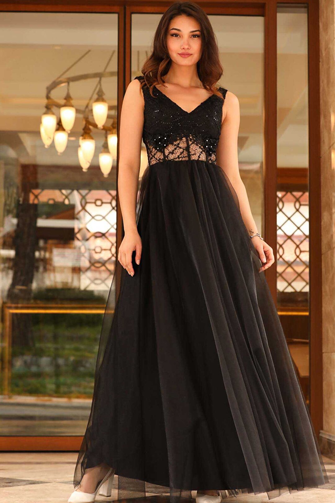 Image of Women's Black Long Evening Dress