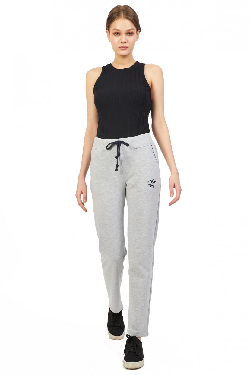 Image of Women's Plain Grey Combed Cotton Sweatpants