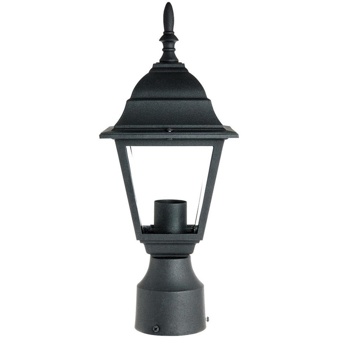 15-Inch 1-Light Black Finish With Clear Glass Outdoor Light Pole Post Mount Fixture