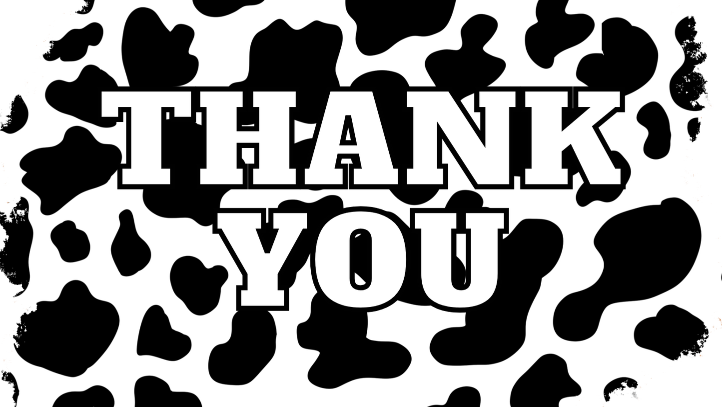 Thank You Cow Print Sticker – Hello Darling Crafts Supply