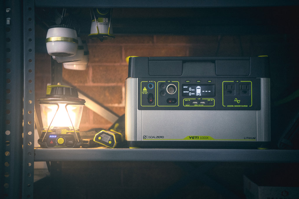 Goal Zero Yeti Portable Power Station, Torch 500 Lantern, Lighthouse 600 Lantern, and Light-A-Life 350 LED Lights