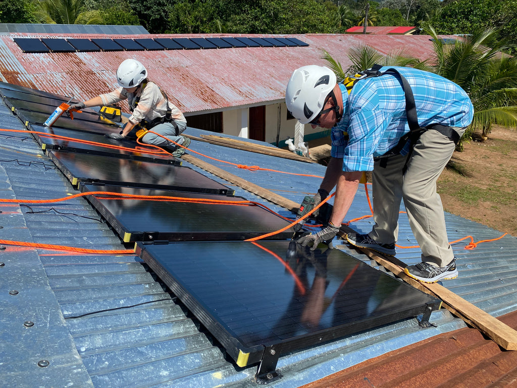 Goal Zero Solar Panels being mounted in Bolivia