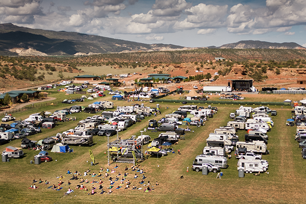 An overhead shot of Fort Desolation Fest, powered by Goal Zero power stations and solar generators.