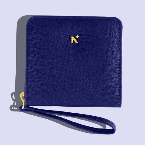 blue zip around wallets for women