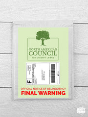 North American Council for Unkempt Lawn Official Warning