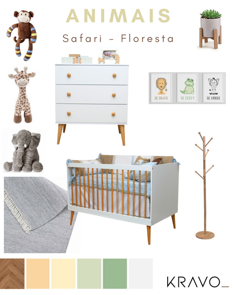 quarto infantil bebe tema safari floresta animal