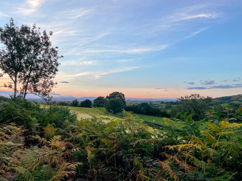 Sunsetting over the Lake District. On the Farleton Fell Trail Running Route