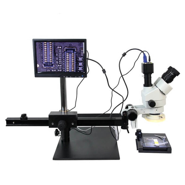 Microscope de réparation de carte PCB de téléphone bricolage avec support  résistant à la chaleur, tête simul-focale, lumière LED