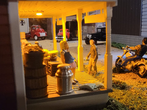 O Scale General Store Porch at Night