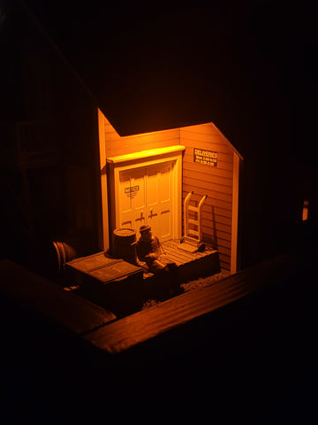 O Scale loading dock at night