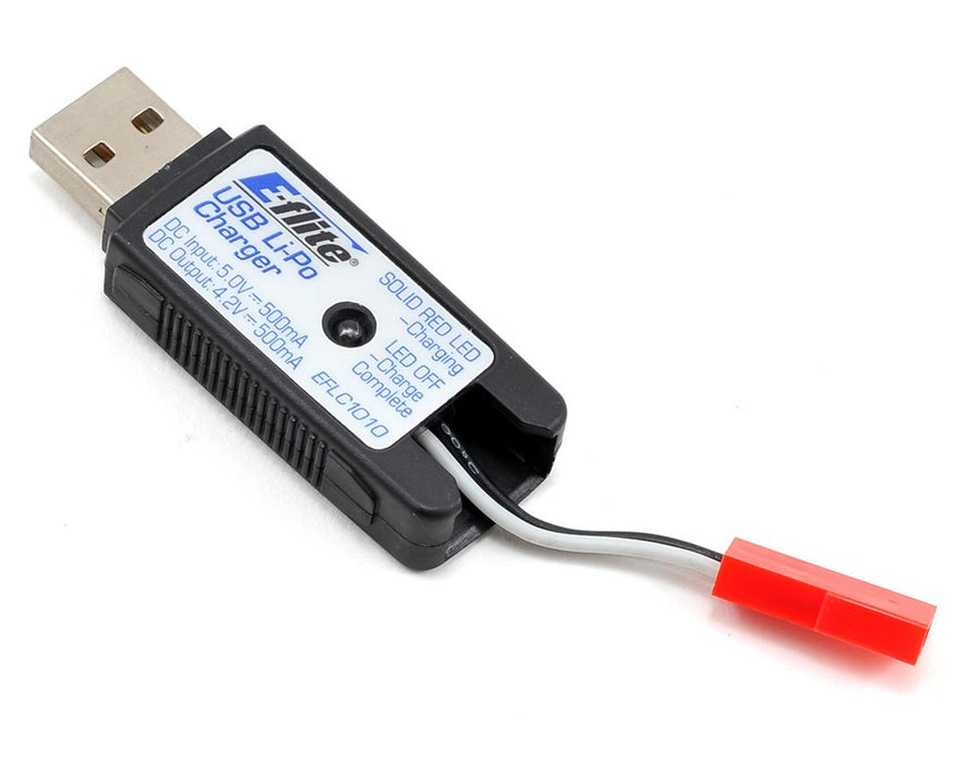 E-flite EFLC1010 1S USB 500mAh LiPo Charger with Plug — White Rose Hobbies