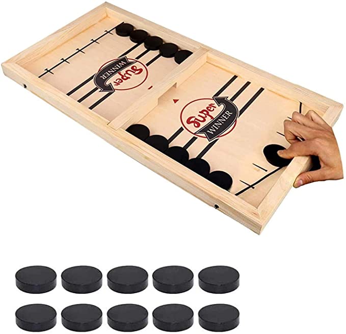 Fast Sling Puck Game - Hockey Wooden Games for Kids and Adults