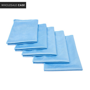 [Smooth Glass] Microfiber Window, Mirror and Glass Towel (16x16) Blue - 5  Pack (Blue)