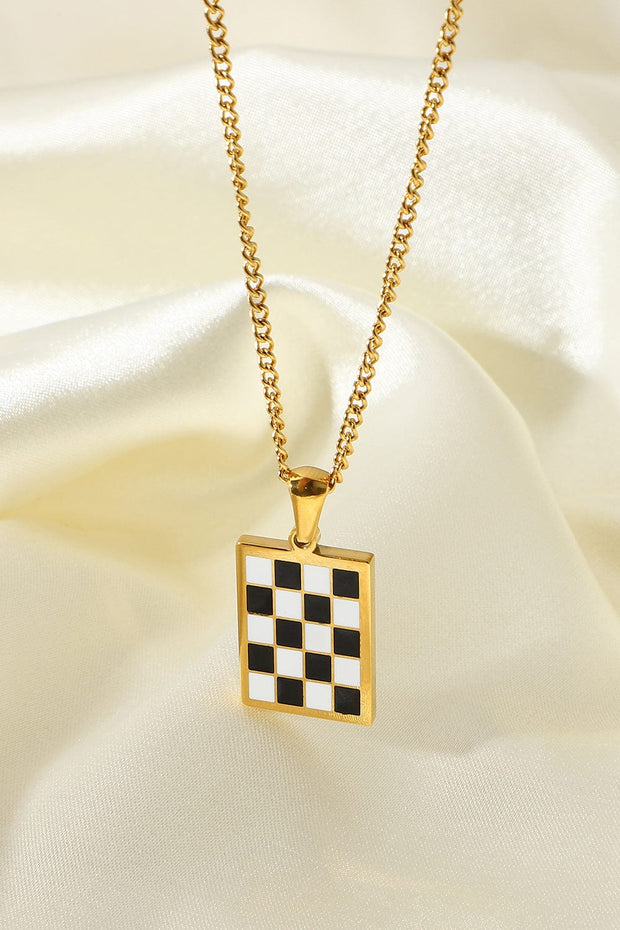 Trendsi Jewelry & Watches Checkered/Gold / One Size Checkerboard Style Pendant Necklace