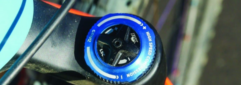detail of Compression adjustment on mountain bike suspension