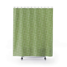 Load image into Gallery viewer, RetroMaggie Shower Curtain 71&quot; x 74&quot; Vintage Retro 1950s 1960s Olive Green Atomic Mid Century Modern Print Shower Curtain. Mod Contemporary Design Bathroom Home Decor
