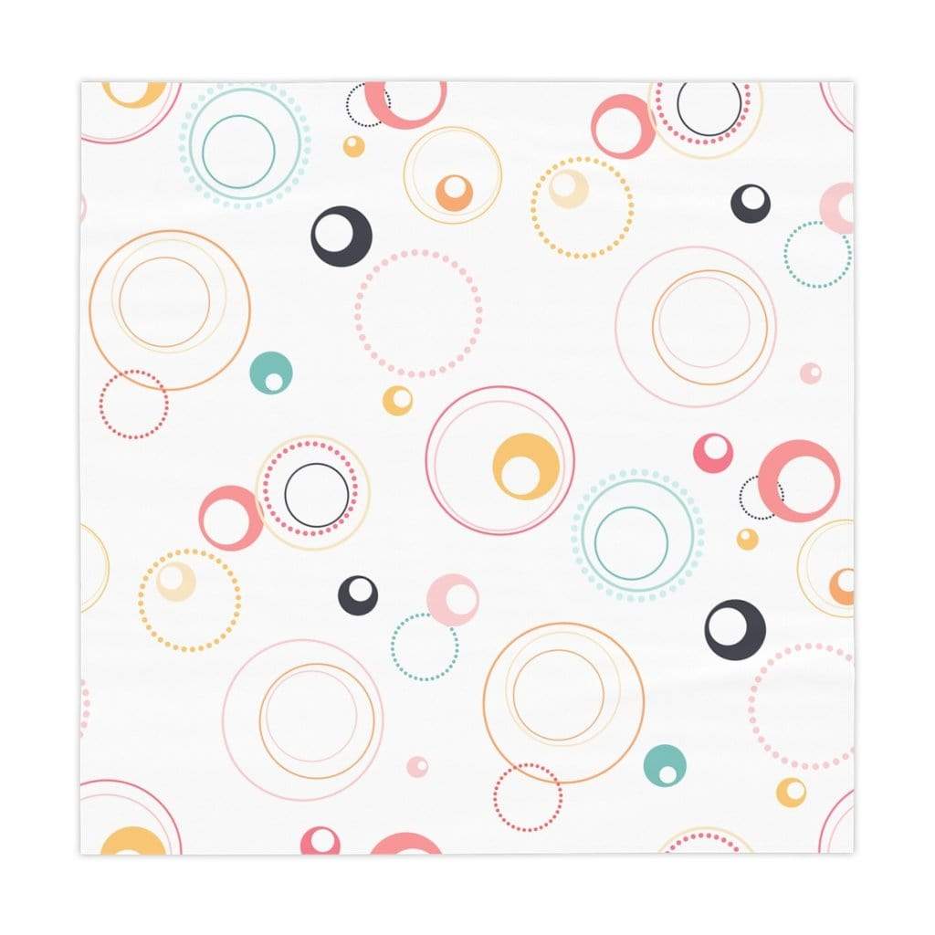 RetroMaggie Tablecloth One size / White 1950s Mid Century Modern Colorful Mod Circles Table Cloth