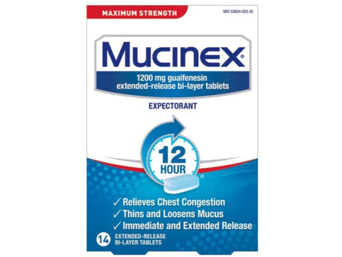 Mucinex Chest Congestion Maximum Strength 12 Hour Extended Release Tablets  Relieves Chest Congestion Caused by Excess Mucus(OTC expectorant), 1200mg