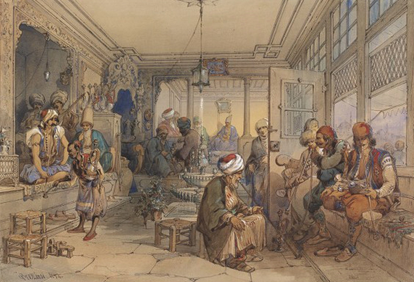 Depiction of an Ottoman coffee house