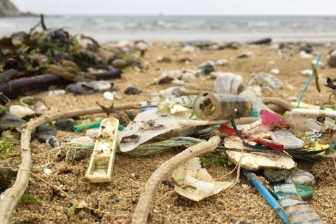 Plastikaffald på stranden