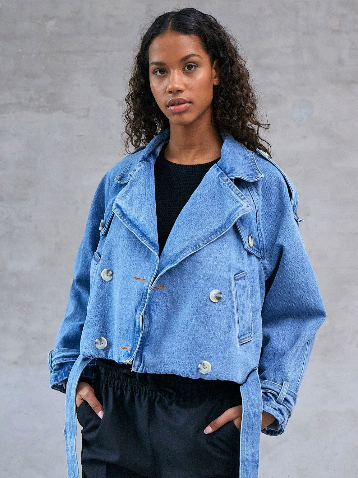 Balenciaga denim jacket with shoulder pads Blue ref201862  Joli Closet
