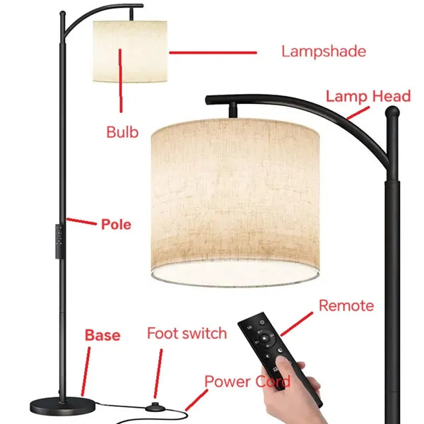 sunmory  arc floor lamp black construction