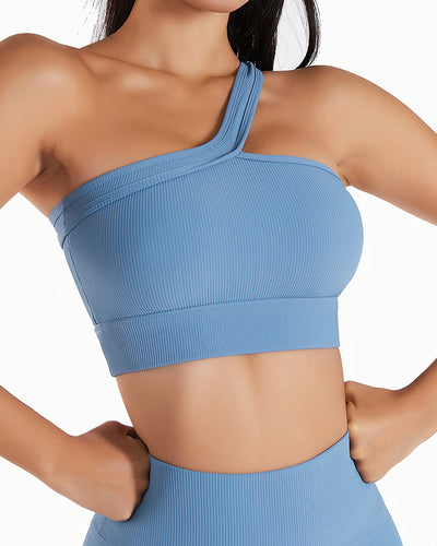 Eryn One-Shoulder Sports Bra - White – Amelia Activewear