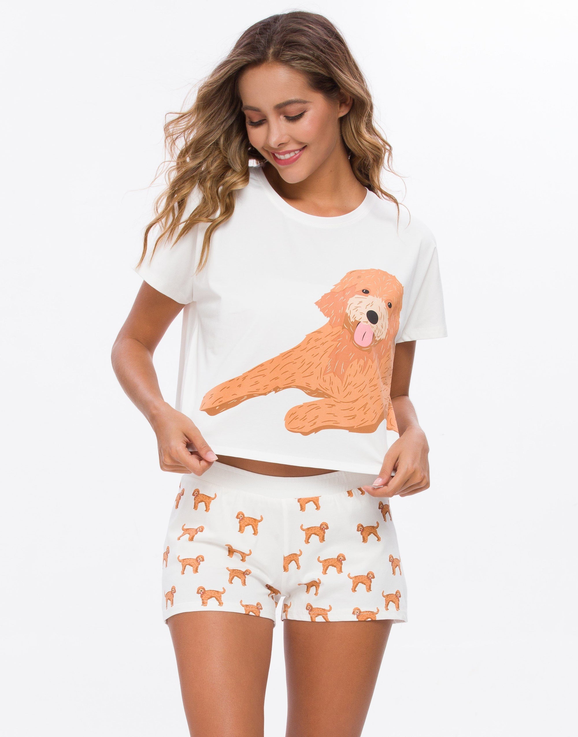 Women Cute Pajama Sets German Shepherd Dog Print 2 Pieces Set