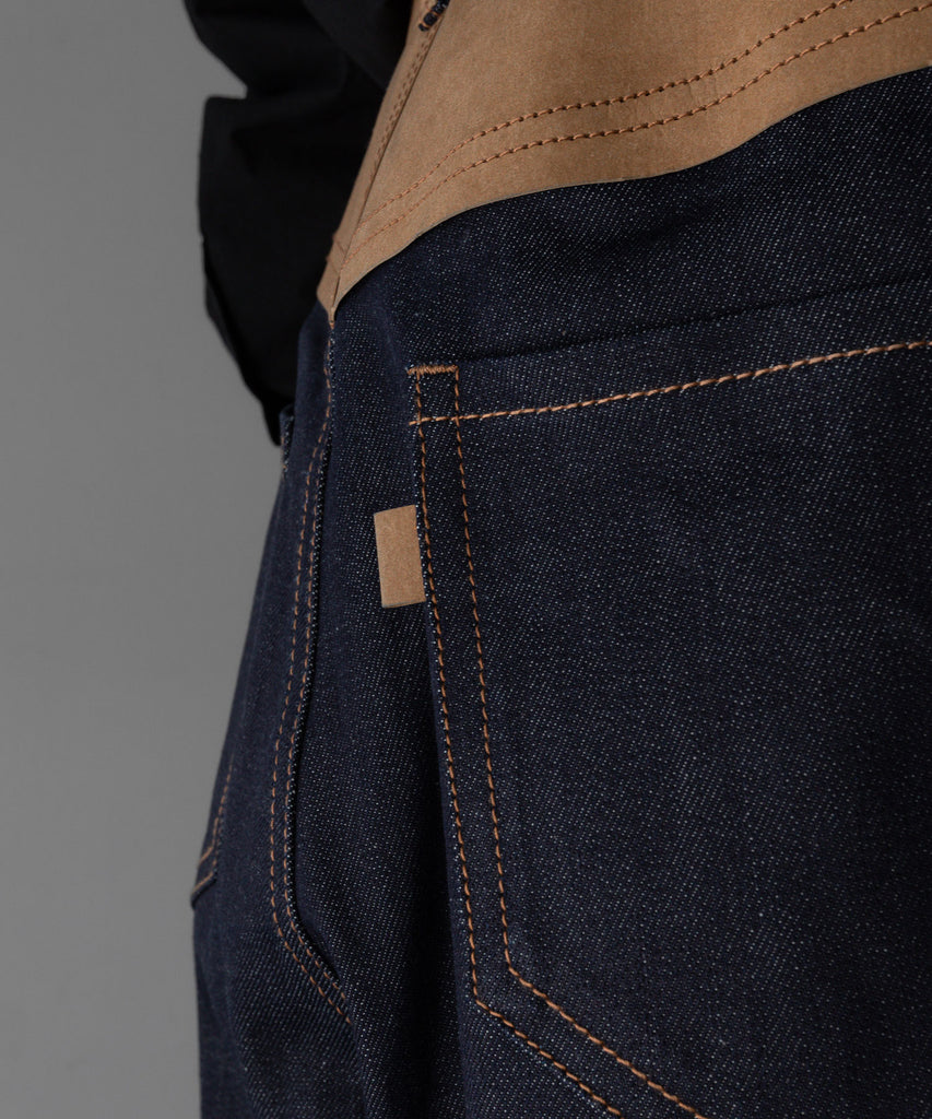 I'm here: アイムヒアーのI'm41:FF004 Paper Patch : DENIM WIDE PANTS "PAST" NAVY