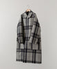 【INTÉRIM/インテリム】HYPER BIG WOOL AND SILK LARGE CHECK CANVAS SINGLE RAGLAN 4PK FLAP COAT - SHALE CHECK