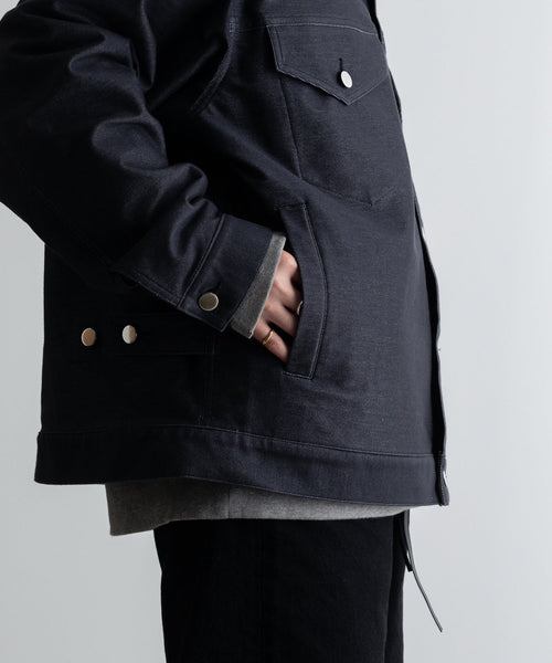 【KANEMASA/カネマサ】PIECE DYEING DENIM HIGH GAUGE JERSEY JACKET - NAVY