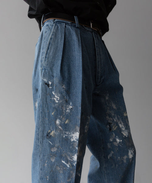 INTÉRIM - インテリムのMILK PAINT USED DENIM 2-TUCK STRAIGHT SLACKS - PU.NAVY公式通販サイトsession福岡セレクトショップ