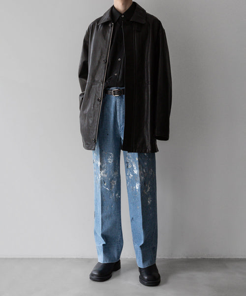 INTÉRIM - インテリムのMILK PAINT USED DENIM 2-TUCK STRAIGHT SLACKS - PU.NAVY公式通販サイトsession福岡セレクトショップ