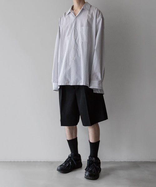 INTÉRIM - インテリムのPURE BLACK WOOL GABARDINE WIDE SLACKS SHORTSの BLACK公式通販サイトsession福岡セレクトショップ