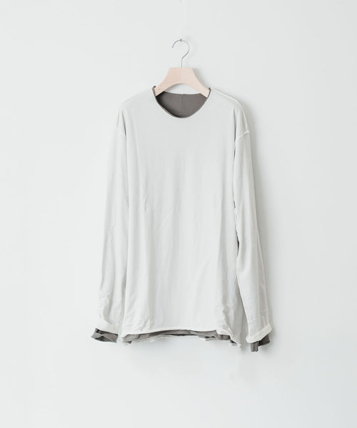 ATTACHMENT アタッチメント 80/2 TIGHT TENSION JERSEY LAYERED L/S TEE OFF WHITE