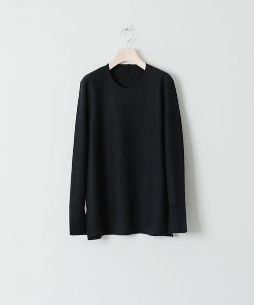 ATTACHMENT アタッチメント WOOL SILK INTERLOCK CUT OFF L/S SHIRT BLACK