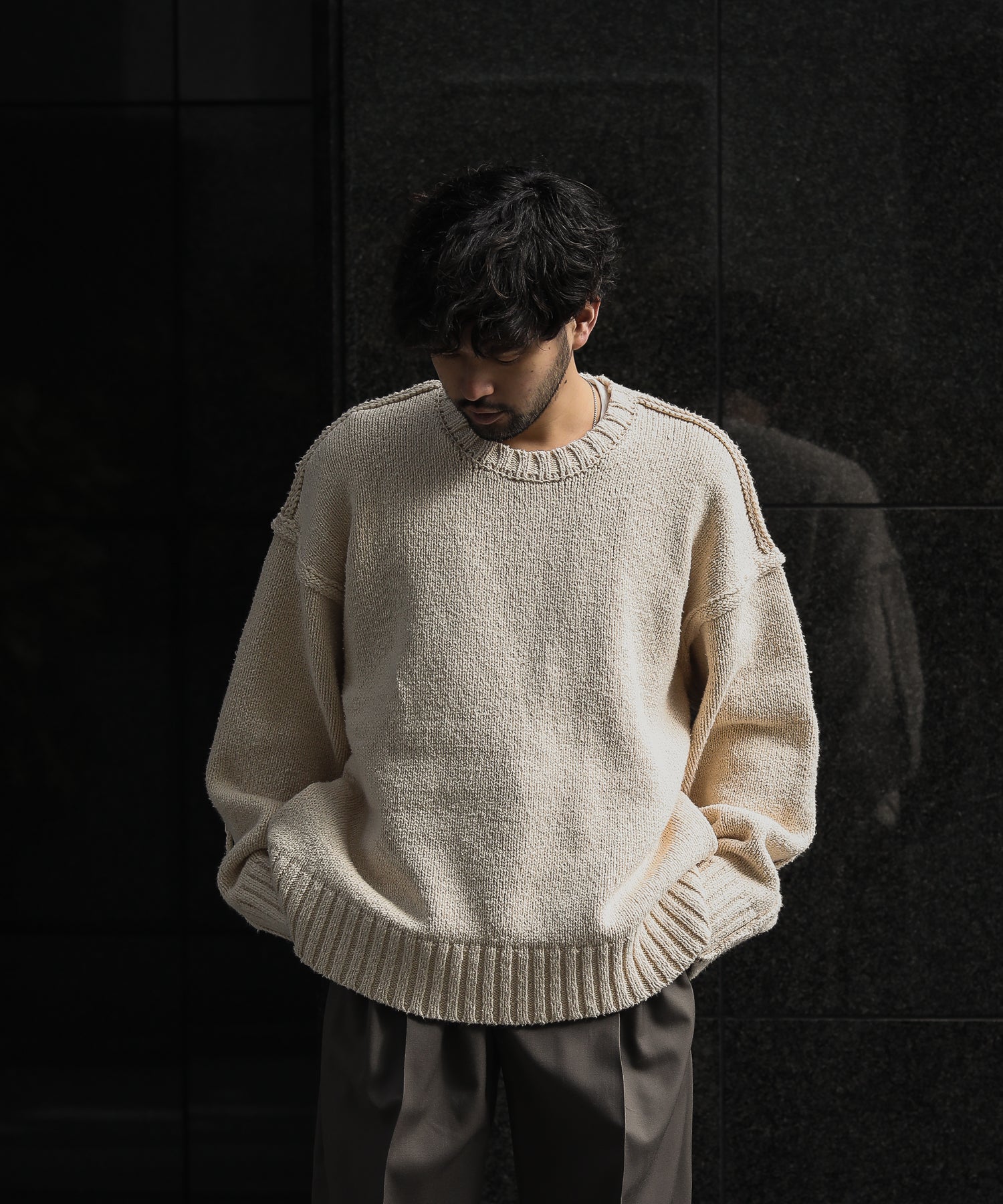 高級品市場 NATURAL COTTON DOUBLE FACE KNIT PULLOVER asakusa.sub.jp